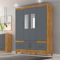 Guarda Roupa Casal Ambiente MS912 6 Portas Freijó Cinza com Espelho - Moval Guarda Roupa Casal Ambiente MS912 6 Portas Freijó Cinza com Espelho - Moval