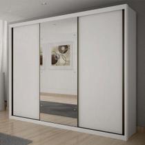 Guarda Roupa Casal Ambiente Palazzo 3 Portas 6 Gavetas Neve Com Espelho - Novo Horizonte