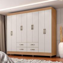 Guarda Roupa Casal Ambiente Porto 8 Portas Nature Off White Móveis Leão