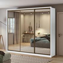 Guarda Roupa Casal Ambiente Spazio com Espelho Super Glass 270 Branco Brilho - Lopas