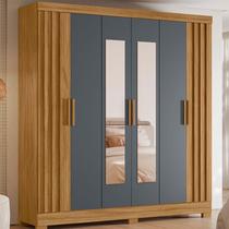 Guarda Roupa Casal Ambiente Valença 6 Portas Freijó Cinza com Espelho Moval Guarda Roupa Casal Ambiente Valença 6 Portas Freijó Cinza com Espelho Moval