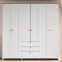Guarda-Roupa Casal Americano 6 Portas 3 Gavetas Branco/Ipê - Decibal Guarda-Roupa Casal Americano 6 Portas 3 Gavetas Branco/Ipê - Decibal