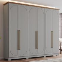 Guarda Roupa Casal Americano 6 Portas Com Amortecimento 6 Gavetas