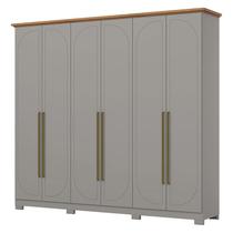 Guarda Roupa Casal Americano Prime 6 Portas 6 Gavetas com Pés Cinza Nature - Henn Guarda Roupa Casal Americano Prime 6 Portas 6 Gavetas com Pés Cinza Nature - Henn
