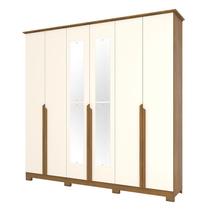 Guarda Roupa Casal Andréas 6 Portas Nature Off White com Espelho - Henn Guarda Roupa Casal Andréas 6 Portas Nature Off White com Espelho - Henn