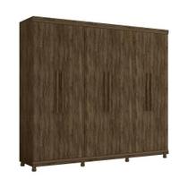 Guarda Roupa Casal Antares MDF 6 Portas 5 Gavetas Jacaranda Bronze Moveis Lanza