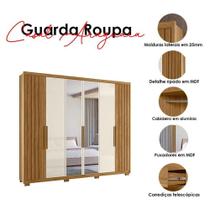 Guarda Roupa Casal Araguaia 6 Portas Freijó Off White Com Espelho - Moval Guarda Roupa Casal Araguaia 6 Portas Freijó Off White Com Espelho - Moval