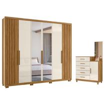 Guarda Roupa Casal Araguaia e Cômoda Lisboa Freijó Off White com Espelho - Moval Guarda Roupa Casal Araguaia e Cômoda Lisboa Freijó Off White com Espelho - Moval