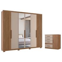 Guarda Roupa Casal Araguaia e Cômoda Vênus Carvalho Fendi com Espelho - Moval Guarda Roupa Casal Araguaia e Cômoda Vênus Carvalho Fendi com Espelho - Moval