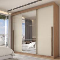 Guarda-Roupa Casal Arcadia 3 Portas 6 Gavetas com Espelho Cinamomo/Off White - Panorama Móveis