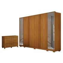 Guarda Roupa Casal Ares 6 Portas com Espelho Cinamomo com Cômoda San Marino 8 Gavetas Cinamomo Leifer Guarda Roupa Casal Ares 6 Portas com Espelho Cinamomo com Cômoda San Marino 8 Gavetas Cinamomo Leifer