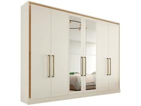 Guarda-Roupa Casal Argos 6 Portas 6 Gavetas Espelhado 100% Mdf Off White - Mademarques