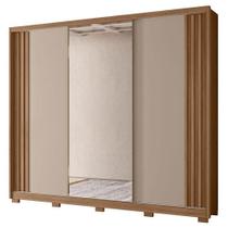 Guarda Roupa Casal Arizona 3 Portas Carvalho Fendi Com Espelho - Moval Guarda Roupa Casal Arizona 3 Portas Carvalho Fendi Com Espelho - Moval
