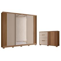 Guarda Roupa Casal Arizona e Cômoda Texas Carvalho Fendi - Moval