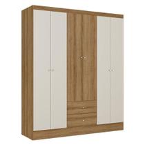 Guarda Roupa Casal Astro 6 Portas 2 Gavetas Almendra Off White Acetinado - Thb Guarda Roupa Casal Astro 6 Portas 2 Gavetas Almendra Off White Acetinado - Thb