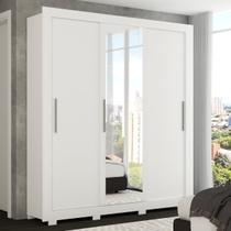 Guarda-Roupa Casal Atena 3 Portas 2 Gavetas com Espelho Branco Fosco - Panorama Móveis