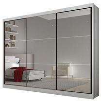 Guarda Roupa Casal Atlanta 3 Portas 8 Gavetas Neve com Espelho Novo Horizonte