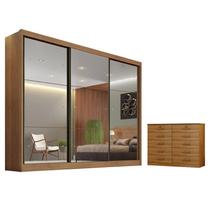 Guarda Roupa Casal Atlanta e Gaveteiro Milão com Chave Cumaru 23 - Novo Horizonte