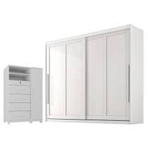Guarda Roupa Casal Atraente 2 potas com Cômoda Sapateira Imperial 5 gavetas Branco Absoluto Semi Fosco-Zanzini Guarda Roupa Casal Atraente 2 potas com Cômoda Sapateira Imperial 5 gavetas Branco Absoluto Semi Fosco-Zanzini