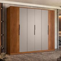 Guarda-Roupa Casal Atrice com Detalhe Ripado 6 PT 6 GV Nogueira e Nude