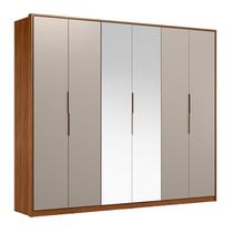 Guarda Roupa Casal Atrice D66012K 6 Portas Nogueira Nude Prime TX com Espelho Demóbile Demartêz