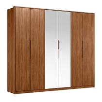 Guarda Roupa Casal Atrice D66012k 6 Portas Nogueira Touch Com Espelho Demóbile - Demartêz