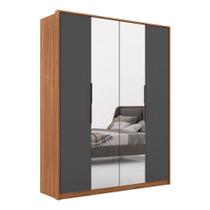 Guarda Roupa Casal Attore 4 Portas 2 Portas Em Espelho Amendola Grafito - Demartêz Guarda Roupa Casal Attore 4 Portas 2 Portas Em Espelho Amendola Grafito - Demartêz