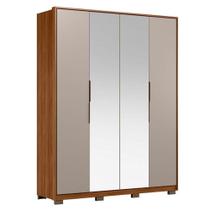 Guarda Roupa Casal Attore 4 Portas Nogueira Nude Prime Tx Com Espelho E Pés Demóbile - Demartêz Guarda Roupa Casal Attore 4 Portas Nogueira Nude Prime Tx Com Espelho E Pés Demóbile - Demartêz