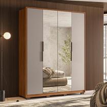 Guarda Roupa Casal Attore Ambiente 4 Portas Nogueira Nude Prime TX com Espelho e Pés Demóbile - Demartêz Guarda Roupa Casal Attore Ambiente 4 Portas Nogueira Nude Prime TX com Espelho e Pés Demóbile - Demartêz