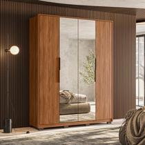 Guarda Roupa Casal Attore Ambiente 4 Portas Nogueira Touch com Espelho e pés Demóbile - Demartêz Guarda Roupa Casal Attore Ambiente 4 Portas Nogueira Touch com Espelho e pés Demóbile - Demartêz
