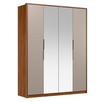 Guarda Roupa Casal Attore D43012K 4 Portas Nogueira Nude Prime TX com Espelho Demóbile - Demartêz