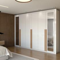 Guarda-Roupa Casal Aura 6 Portas 6 Gavetas com Espelho Branco - Panorama Móveis