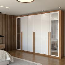 Guarda-Roupa Casal Aura 6 Portas 6 Gavetas com Espelho Cinamomo-Branco - Panorama Móveis