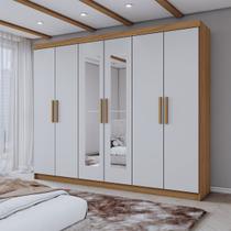 Guarda-Roupa Casal Aurora 6 Portas 2 Gavetas com Espelho Marrocos/Off White - Panorama Móveis Guarda-Roupa Casal Aurora 6 Portas 2 Gavetas com Espelho Marrocos/Off White - Panorama Móveis