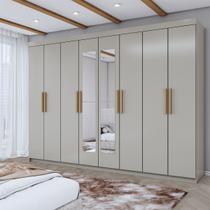 Guarda-Roupa Casal Aurora Radiante 8 Portas 4 Gavetas com Espelho Taupé - Panorama Móveis Guarda-Roupa Casal Aurora Radiante 8 Portas 4 Gavetas com Espelho Taupé - Panorama Móveis