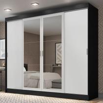 Guarda-roupa Casal Austin 4 Portas 3 Gavetas Preto