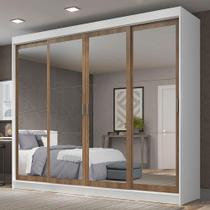 Guarda-roupa Casal Austin 4 Portas Espelho 3 Gavetas Branco Guarda-roupa Casal Austin 4 Portas Espelho 3 Gavetas Branco