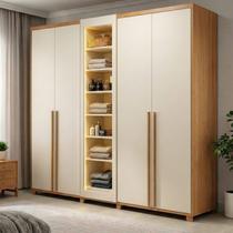 Guarda-Roupa Casal Áustria 5 Portas 1 Porta com Vidro Reflecta com LED e 3 Gavetas Internas