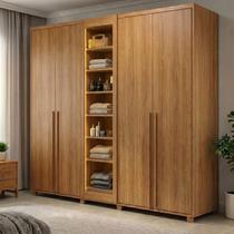 Guarda-Roupa Casal Áustria 5 Portas 1 Porta com Vidro Reflecta com LED e 3 Gavetas Internas