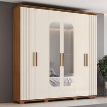 Guarda-Roupa Casal ávila 6 Portas 4 Gavetas com Espelho Nature/Off White - Henn Guarda-Roupa Casal ávila 6 Portas 4 Gavetas com Espelho Nature/Off White - Henn