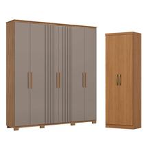 Guarda Roupa Casal Ávila 6 Portas 4 Gavetas com Pés D333 Nature Avelã com Armário Multiuso Margarida Cinamomo - Henn Guarda Roupa Casal Ávila 6 Portas 4 Gavetas com Pés D333 Nature Avelã com Armário Multiuso Margarida Cinamomo - Henn