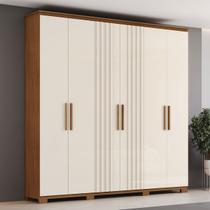 Guarda-Roupa Casal ávila Soft 6 Portas 4 Gavetas Ripado Nature/Off White - Henn Guarda-Roupa Casal ávila Soft 6 Portas 4 Gavetas Ripado Nature/Off White - Henn