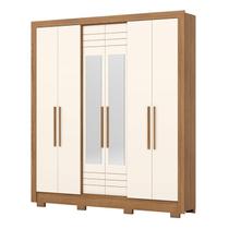 Guarda Roupa Casal B366 Nature Off White Henn com Espelho - Briz Móveis