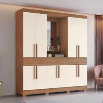 Guarda-Roupa Casal B374 10 Portas 3 Gavetas com Espelho Nature/Off White - Briz