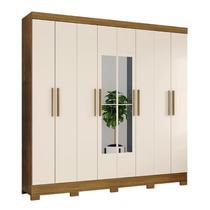 Guarda Roupa Casal B51 com 8 Portas Nature/Off White e Espelho - Móveis Briz