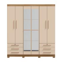Guarda Roupa Casal Bagé 6 Portas e 6 Gavetas Com Espelho EdeCasaMoveis