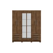Guarda Roupa Casal Bagé 6 Portas e 6 Gavetas Com Espelho Malbec - EdeCasaMoveis