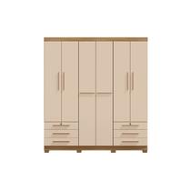 Guarda Roupa Casal Bagé 6 Portas e 6 Gavetas Sem Espelho Carvalho Americano Off White EdeCasaMoveis