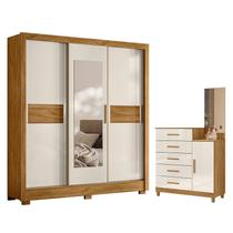 Guarda Roupa Casal Bahamas e Cômoda Lisboa Freijó Off White Moval