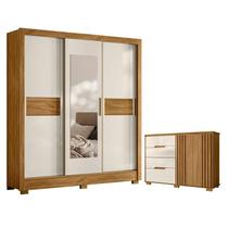 Guarda Roupa Casal Bahamas e Cômoda Texas Freijó Off White Moval